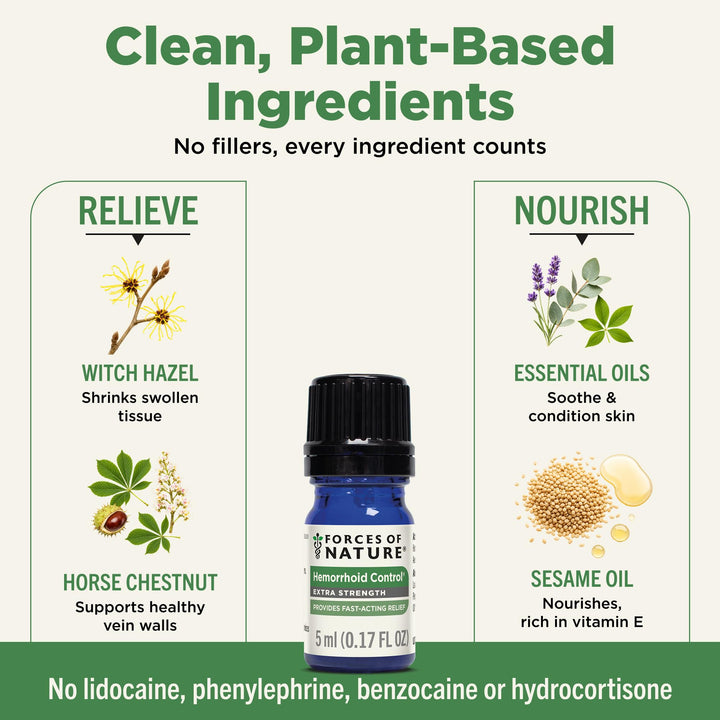 Forces of Nature Hemorrhoid Control Extra Strength, 5 ml