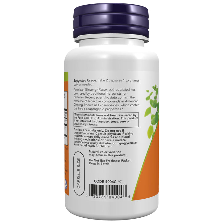 NOW American Ginseng Capsules, 100 Count, Pack of 2