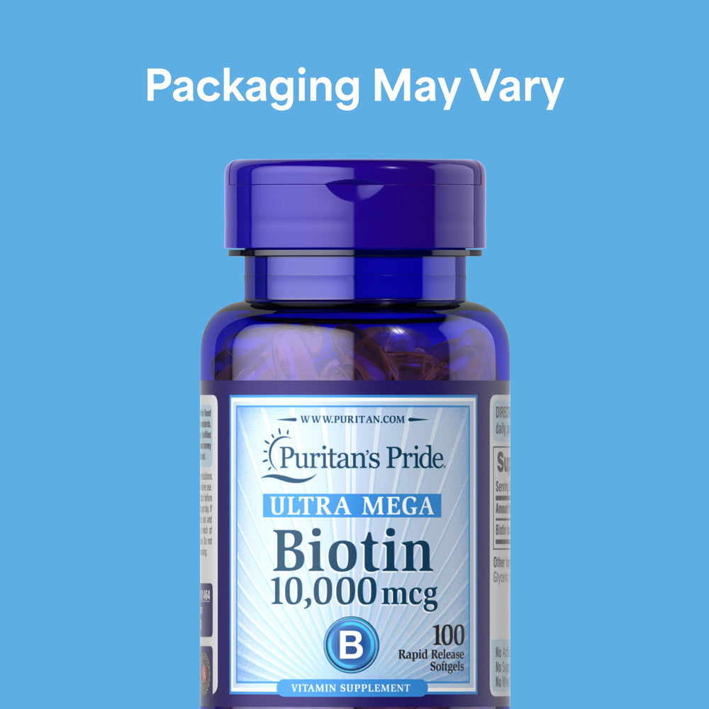 Puritan's Pride Biotin 10000 mcg Softgels, 100 Count
