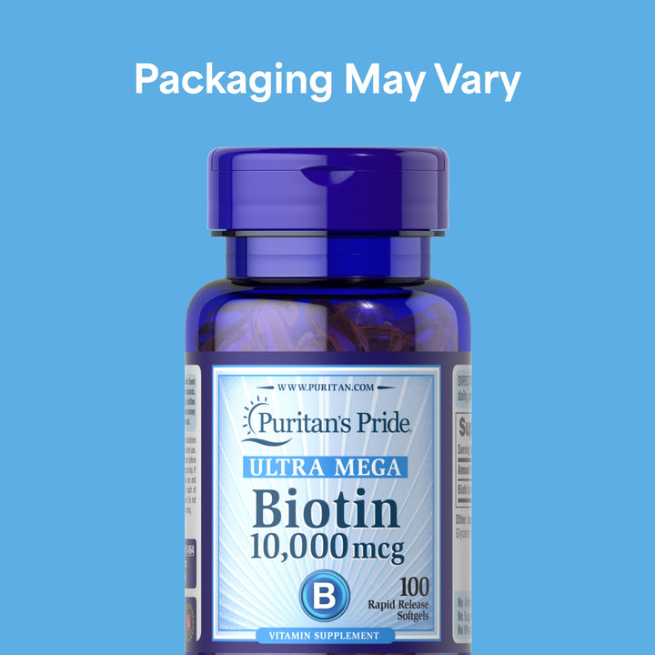 Puritan's Pride Biotin 10000 mcg Softgels, 100 Count