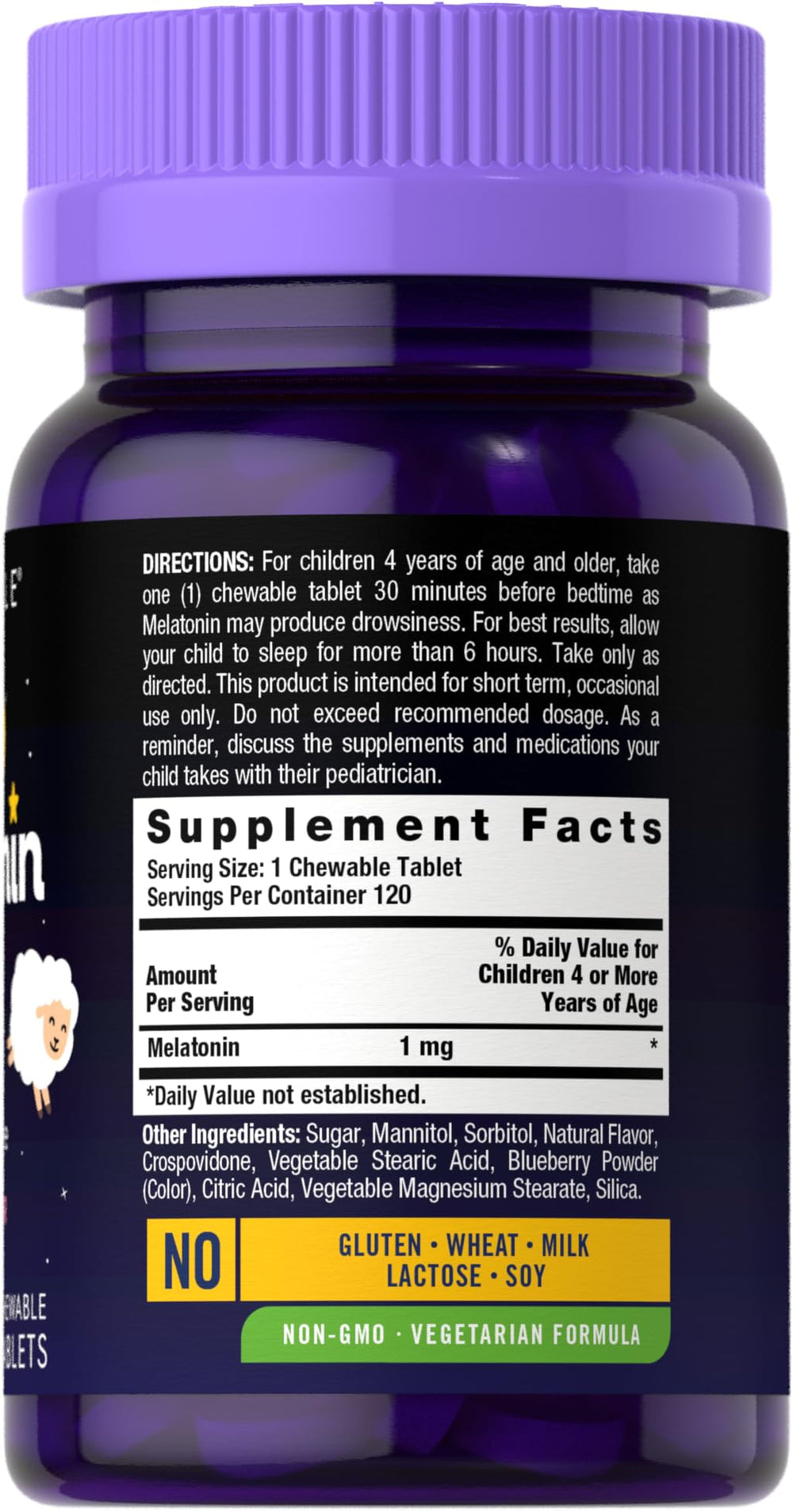 Carlyle Kids Melatonin, Fruit Flavor, 1 mg, 120 Count