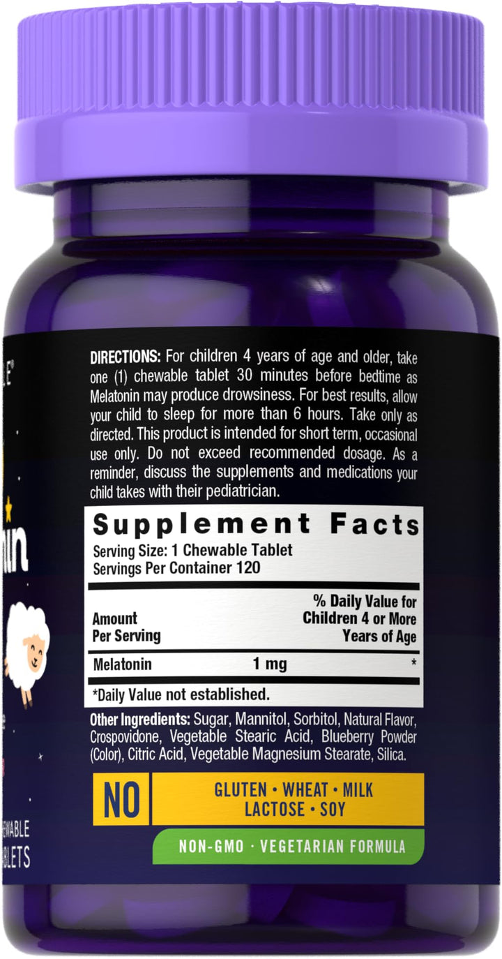 Carlyle Kids Melatonin, Fruit Flavor, 1 mg, 120 Count