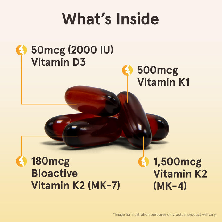 Jarrow Formulas K-Right Vitamin K2 MK-7 and D3, 60 Count