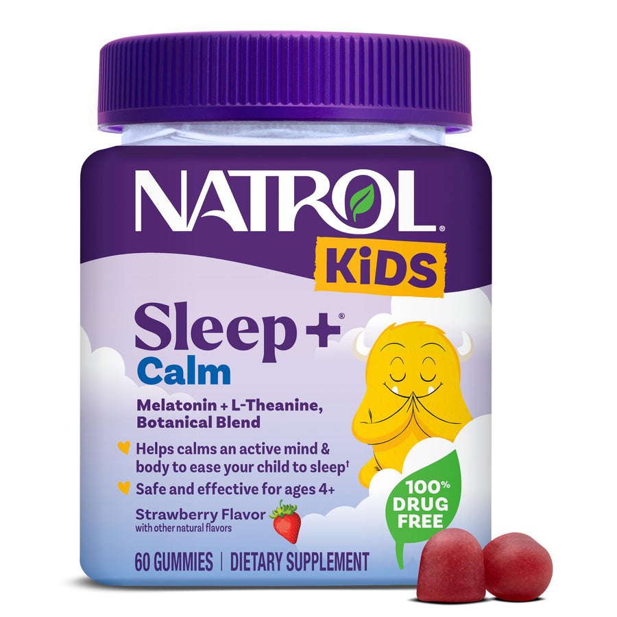 Natrol Kids Sleep+ Calm Sleep Aid Gummies, Strawberry, 60 Count