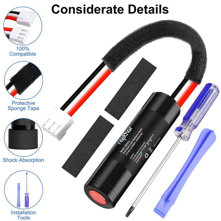 rapthor Rechargeable Lithium Battery, 3500mAh, Compatible with Harman Kardon Onyx Studio 1/2/3/4