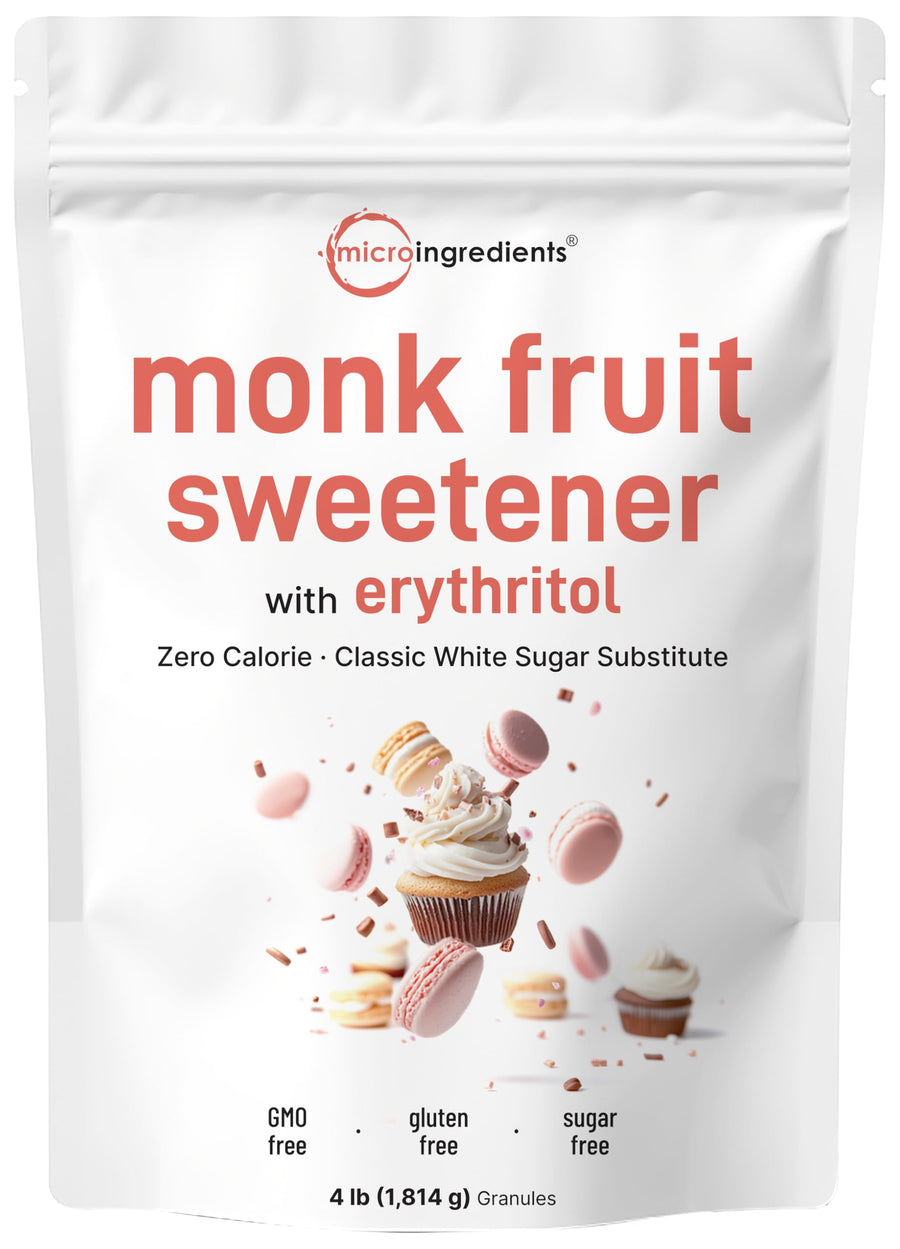 Micro Ingredients Monk Fruit Sweetener with Erythritol Granules, 4 lb