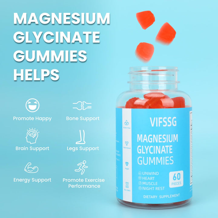 VIFSSG Magnesium Glycinate Gummies, 400 mg, 60 Count
