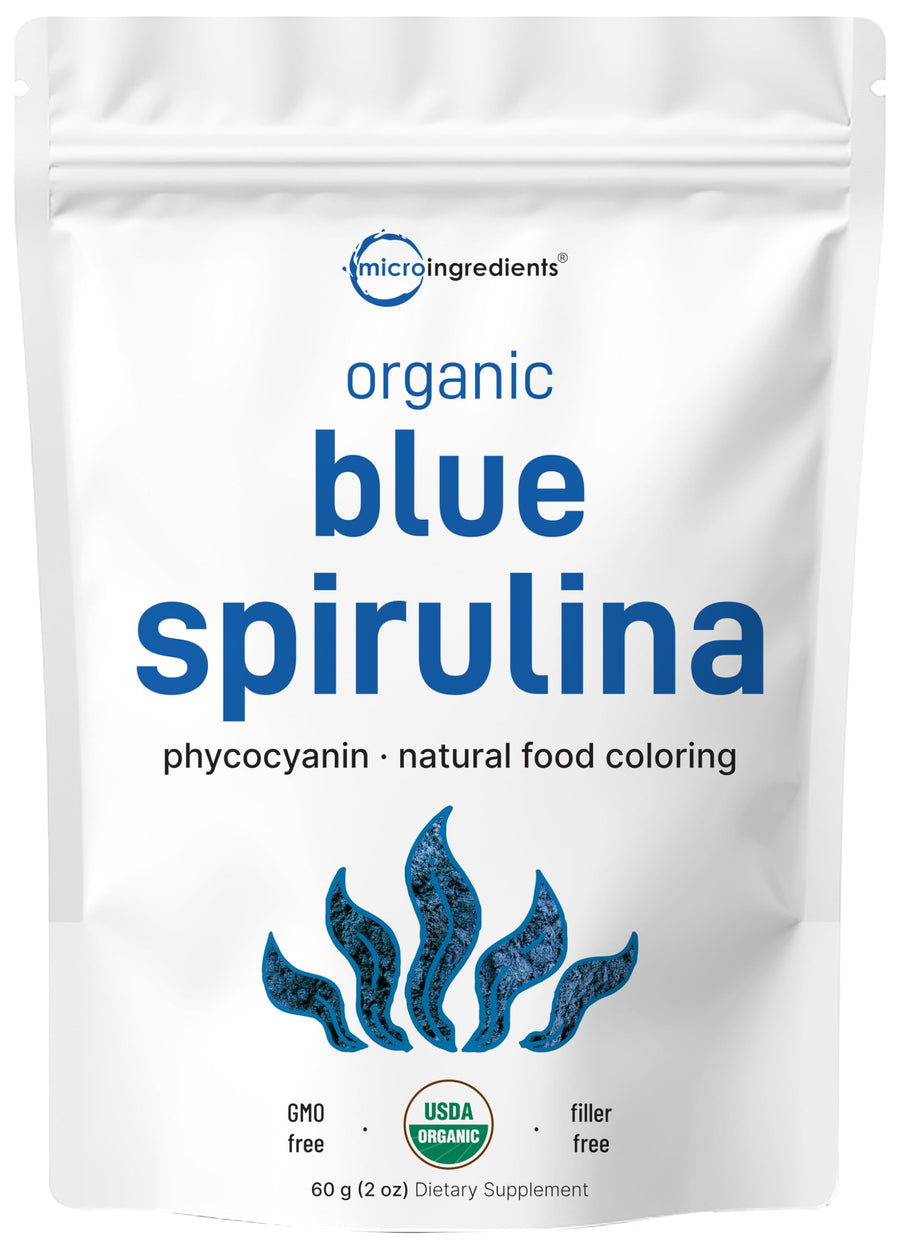 Micro Ingredients Organic Blue Spirulina Powder, 60 Servings