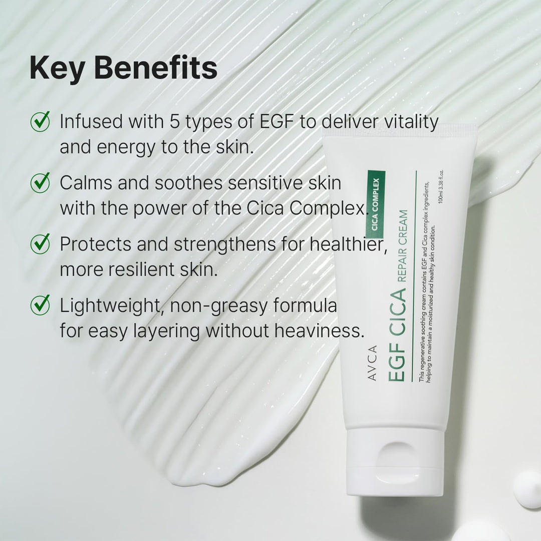 AVCA EGF Cica Repair Cream, Fragrance-Free, 100 ml