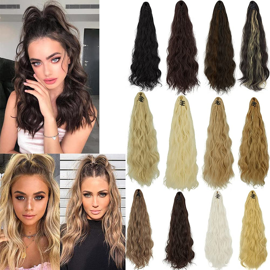SLLIE Ponytail Extension, Long Wavy Curly, 24 Inch