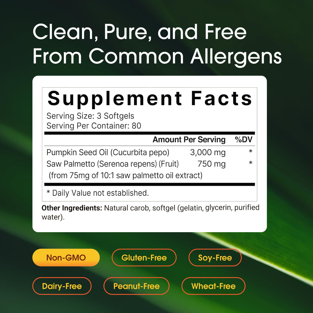 NatureBell Virgin Pumpkin Seed Oil with Saw Palmetto, 3,000mg, 240 Count