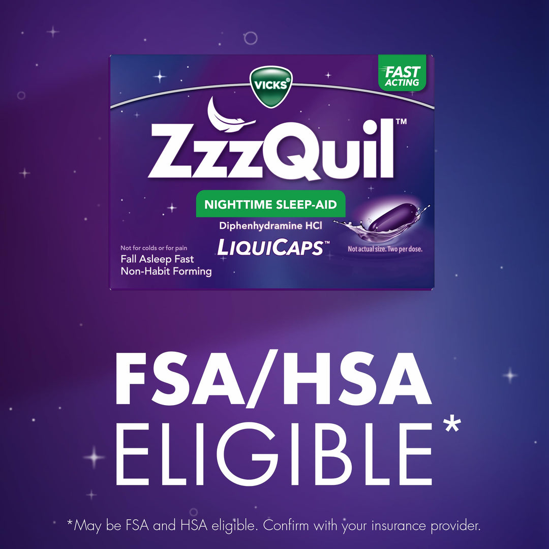 ZzzQuil Nighttime Sleep Aid Liquicaps, 25 mg, 48 Count