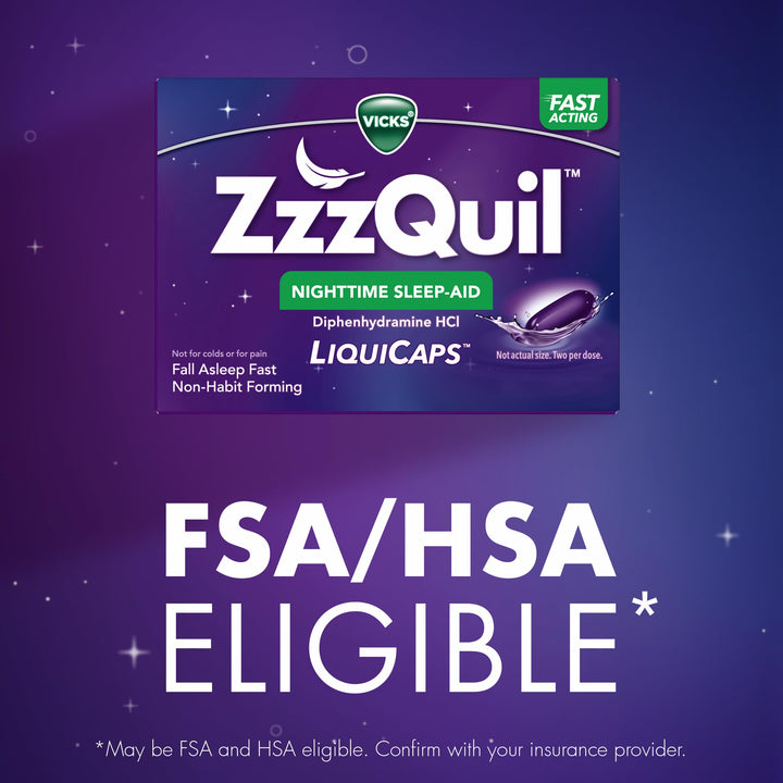 ZzzQuil Nighttime Sleep Aid Liquicaps, 25 mg, 48 Count