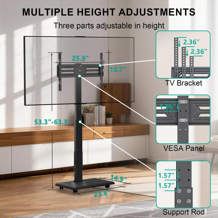 WALI Floor TV Stand, Black, 32-75 in
