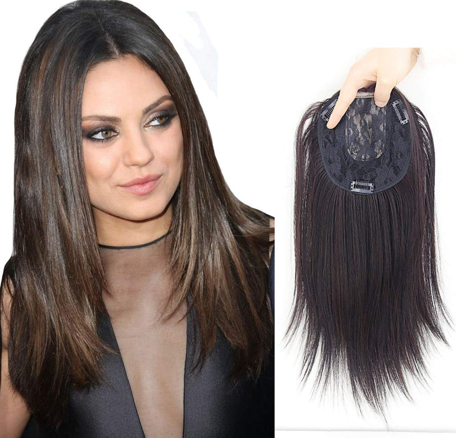 LesafeV Clip In Forehead Hairpiece, Straight Middle Part, Black