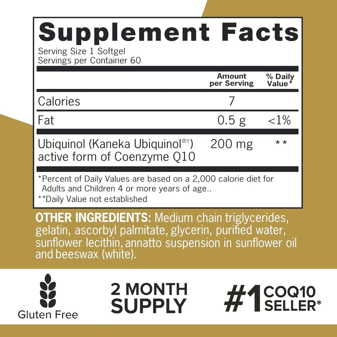 Qunol Ubiquinol CoQ10 Softgels, 200 mg, 60 Count