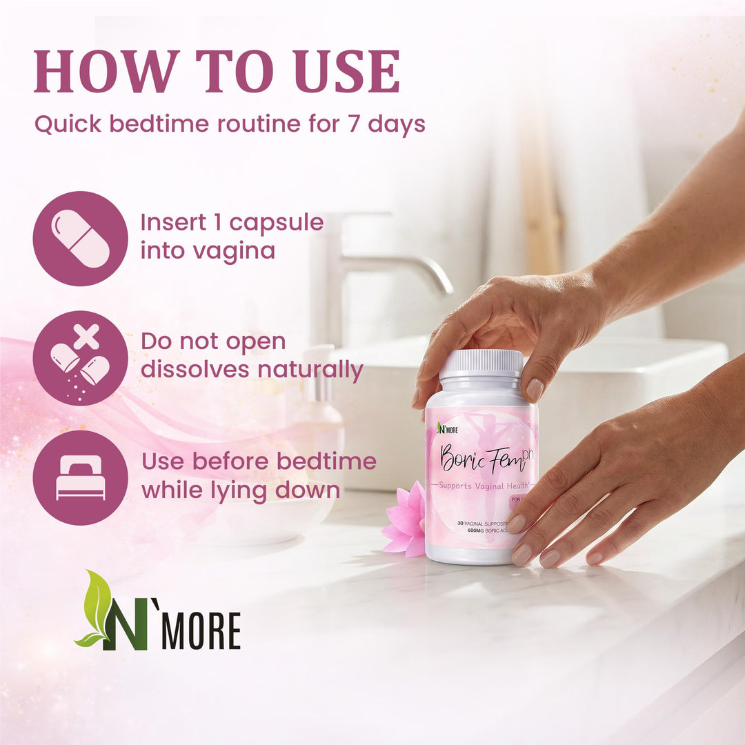 N'More Boric Acid Suppositories, 600 mg, 30 Count