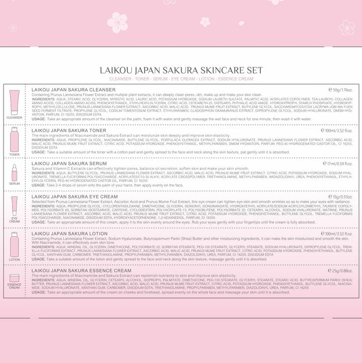 LAIKOU Sakura Skincare Set, 6 Count