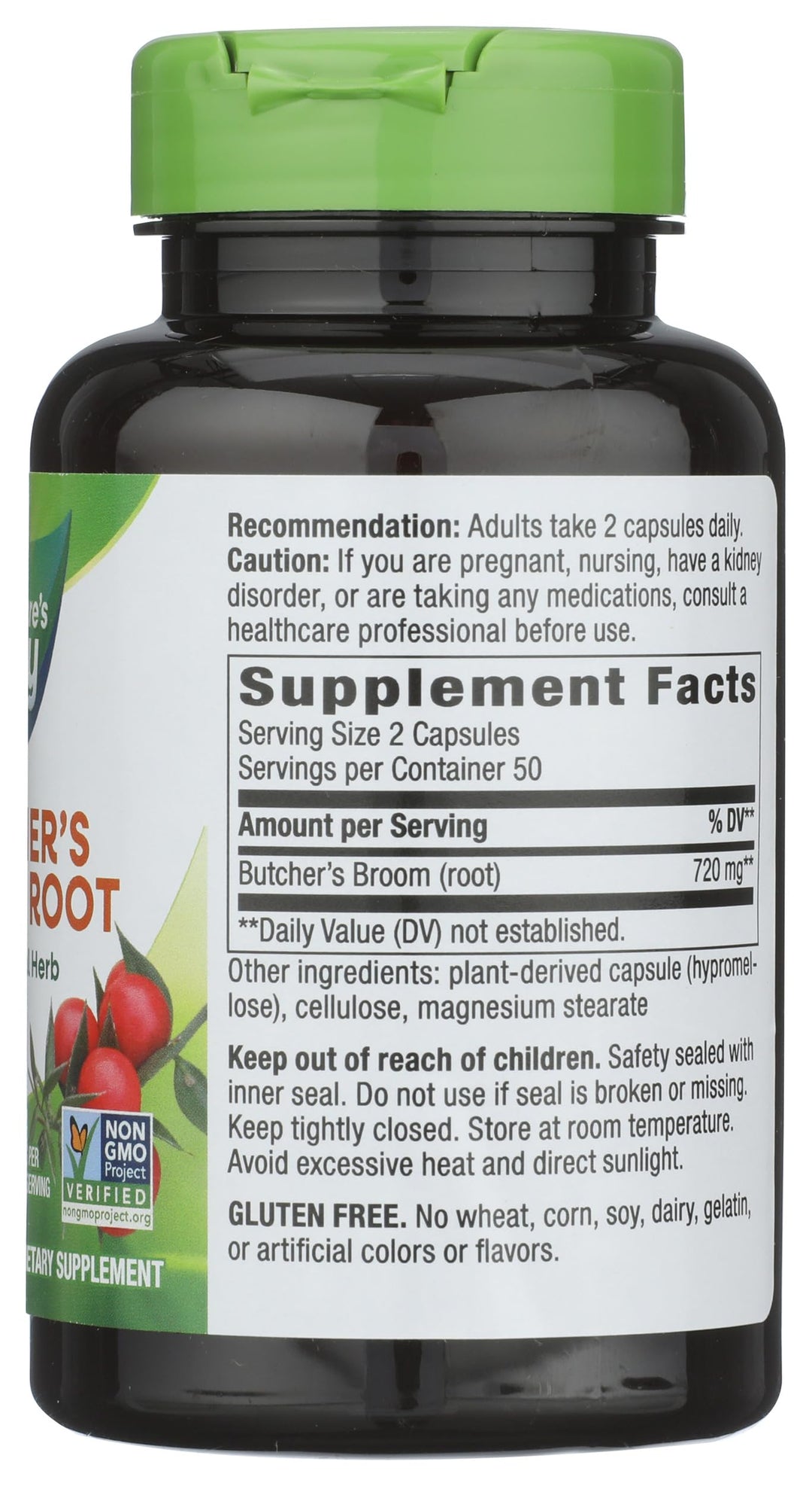 Nature's Way Butcher's Broom Root Capsules, 470 mg, 100 Count