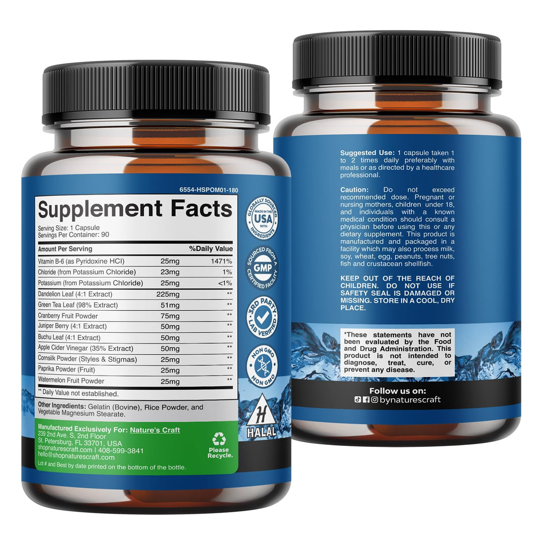 Water Away Herbal Diuretic Pills High Strength, 90 Count