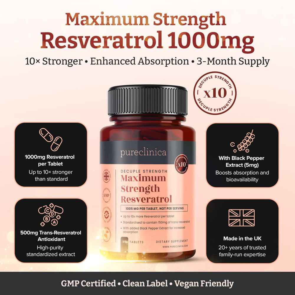 Pureclinica Resveratrol 1000 mg, 90 Count