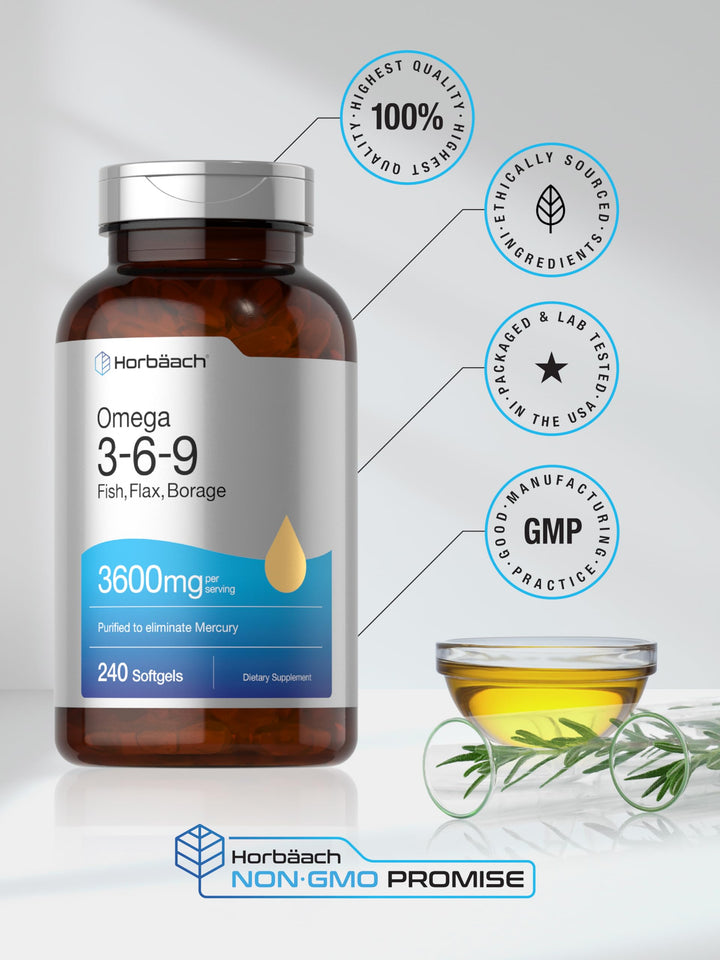 Horbäach Triple Omega 3-6-9 Softgels, 240 Count
