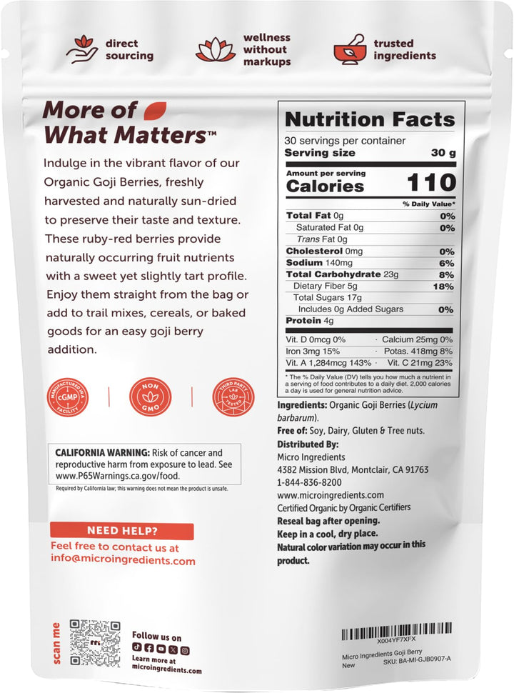 Micro Ingredients Organic Goji Berries, 2 lb