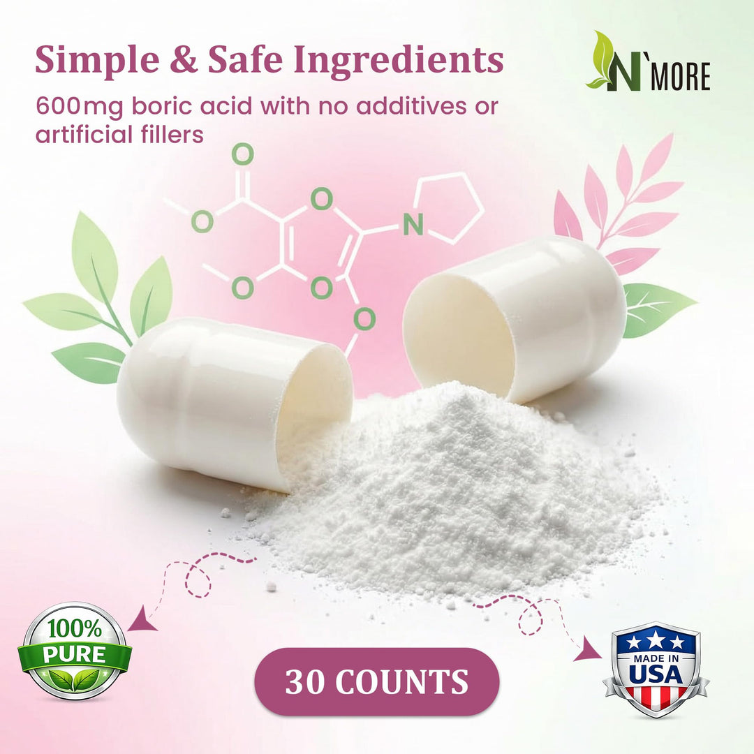N'More Boric Acid Suppositories, 600 mg, 30 Count