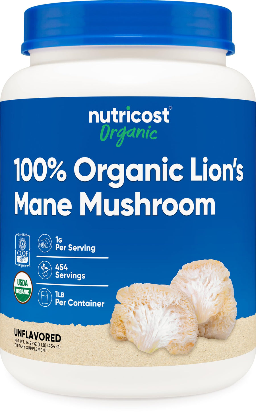 Nutricost Organic Lion's Mane Mushroom Powder, 1 lb