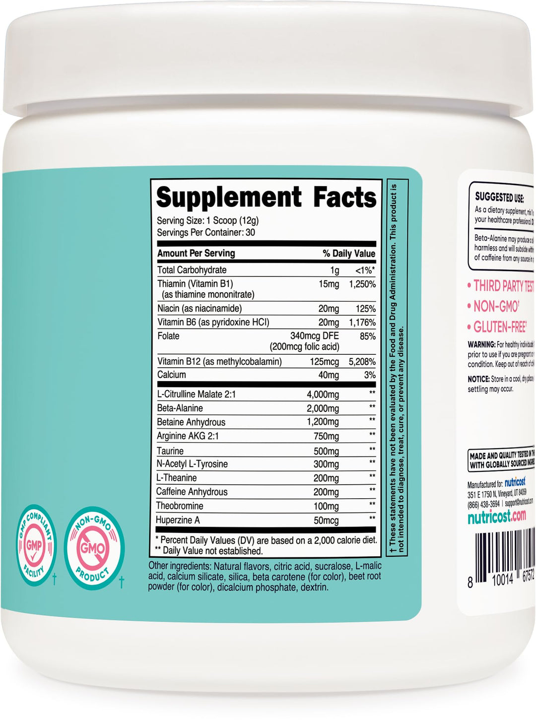 Nutricost Pre-Workout Powder, Peach Mango, 30 Servings