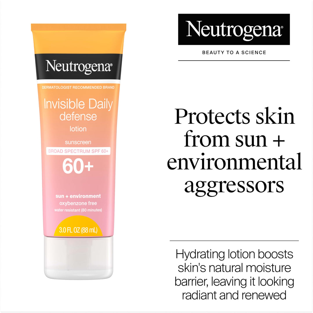 Neutrogena Invisible Daily Defense Sunscreen Lotion, SPF 60+, 3 fl oz