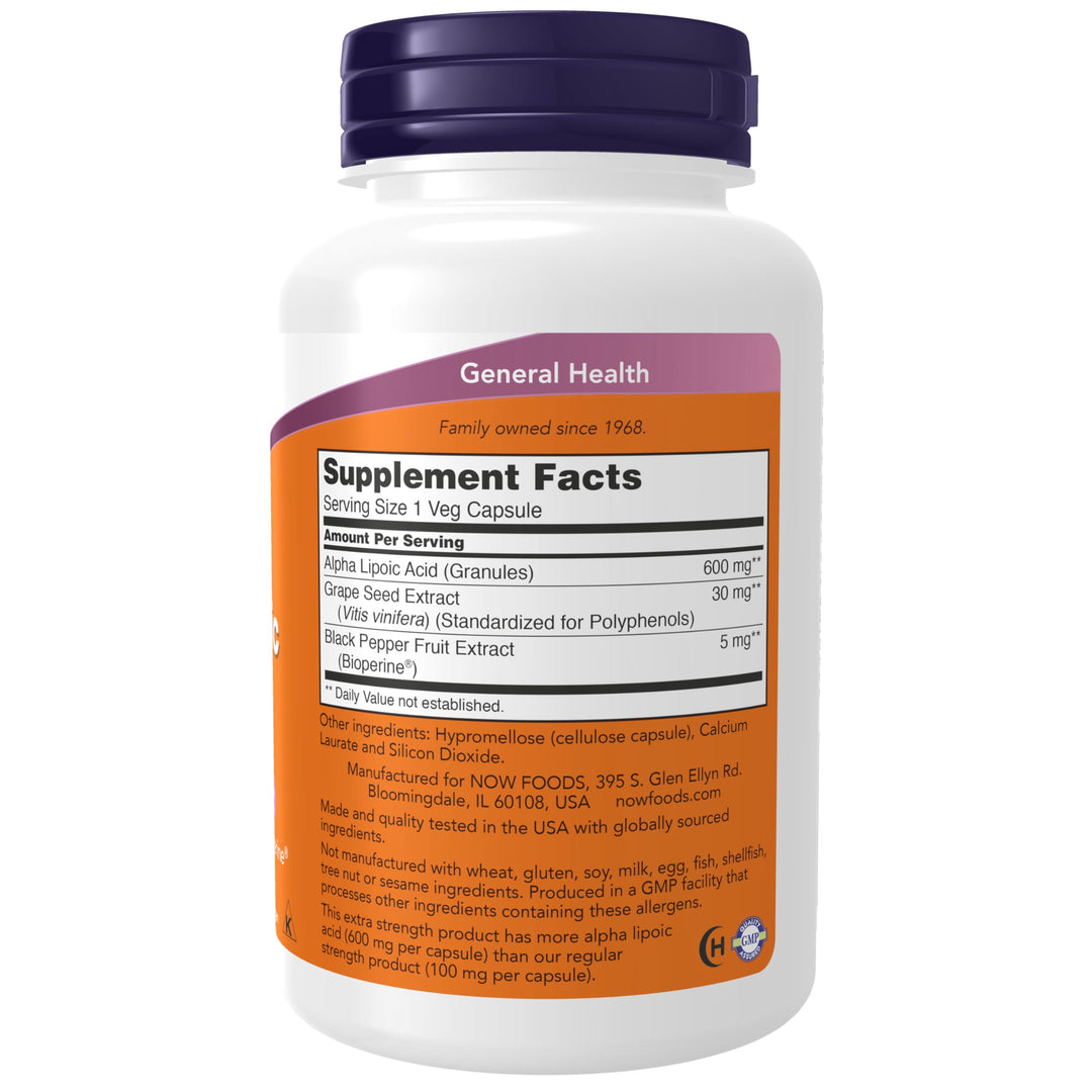 NOW Alpha Lipoic Acid 600 mg, Extra Strength, 120 Count