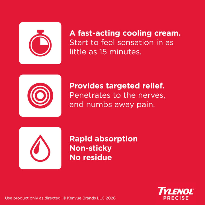 Tylenol Precise Cooling Pain Relieving Cream, Maximum Strength, 4 oz