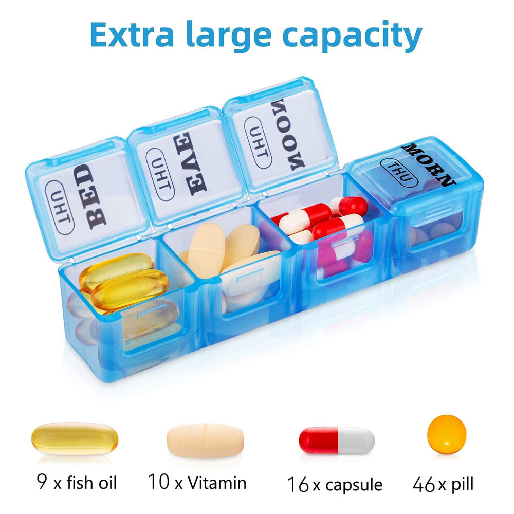 mossime Weekly Pill Organizer, 4 Times a Day, 28 Count