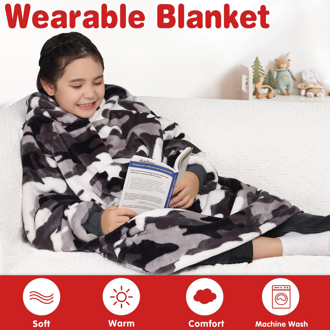 Waitu Wearable Blanket Hoodie, Camo