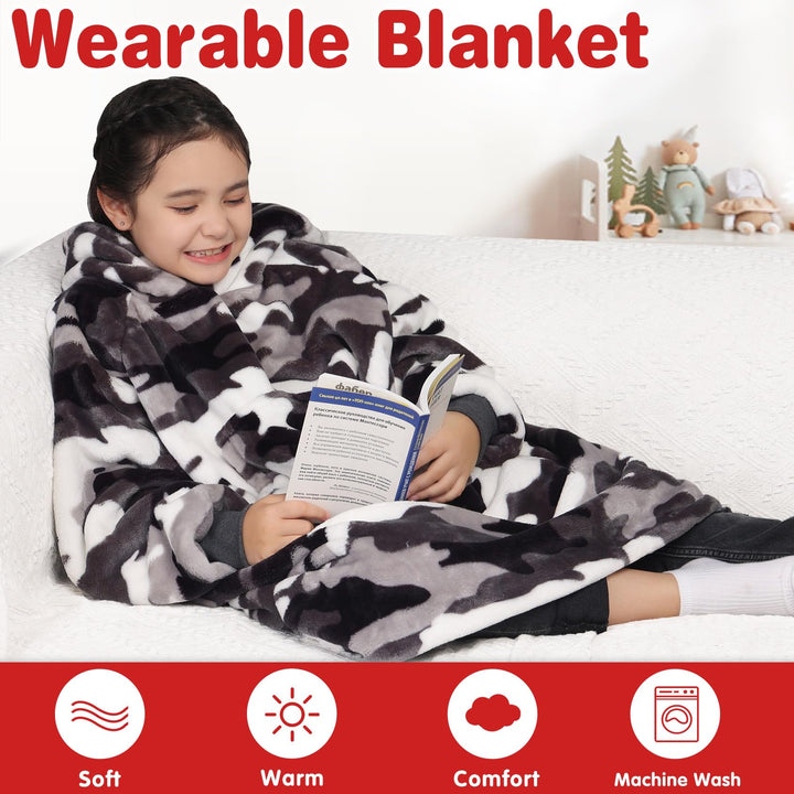 Waitu Wearable Blanket Hoodie, Camo