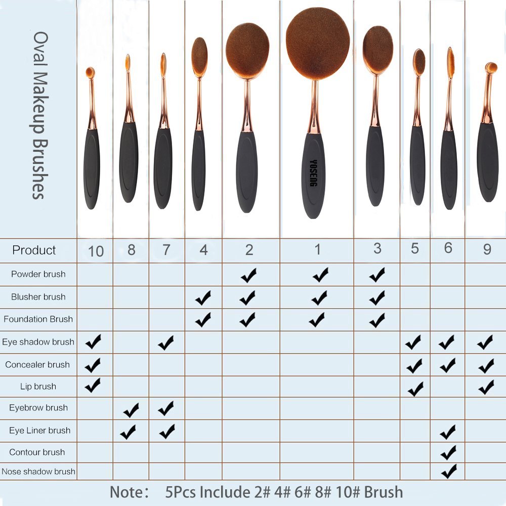 Yoseng Oval Foundation Brush, 5 Count