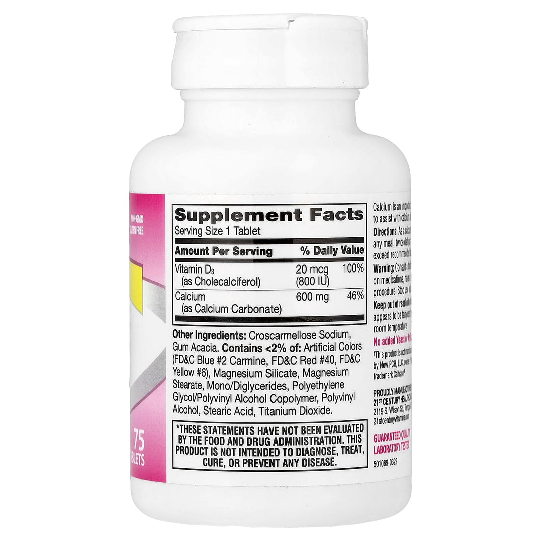 21st Century Calcium Plus D, 600 mg
