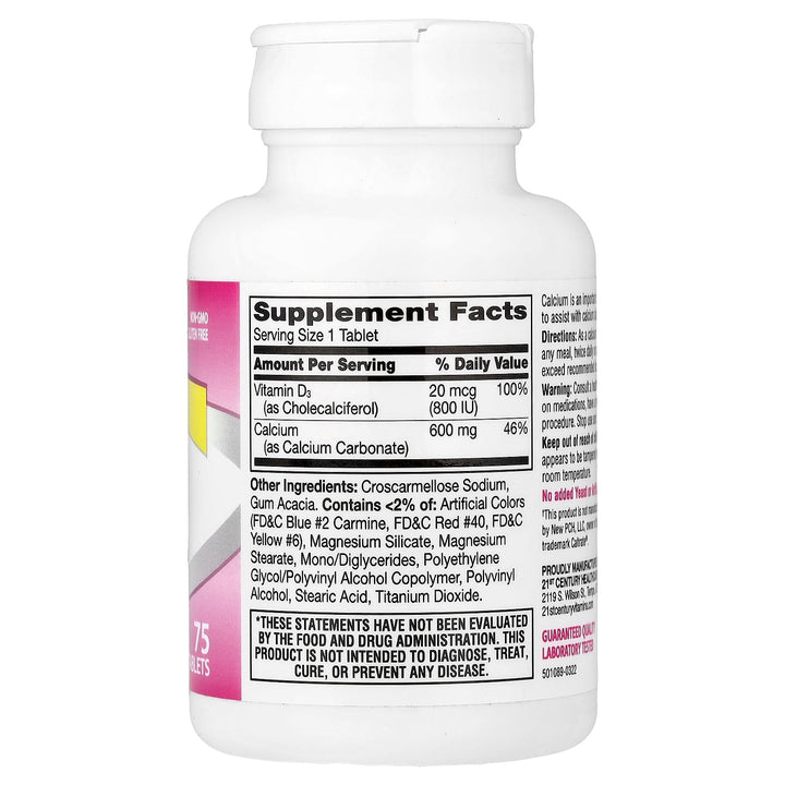 21st Century Calcium Plus D, 600 mg