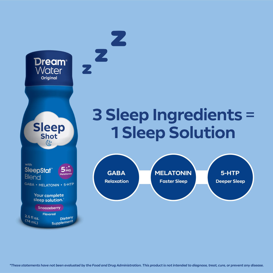 Dream Water Sleep Aid Shot, Snoozeberry, 2.5 fl oz, 12 Count