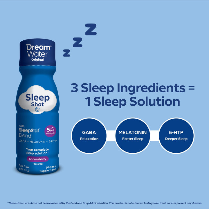 Dream Water Sleep Aid Shot, Snoozeberry, 2.5 fl oz, 12 Count