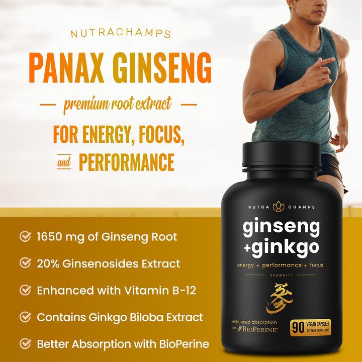 NutraChamps Korean Red Ginseng Root, 1650 mg, 120 Count