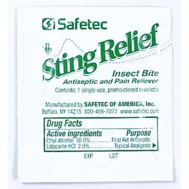 Safetec Sting Relief Wipe, 48 Count