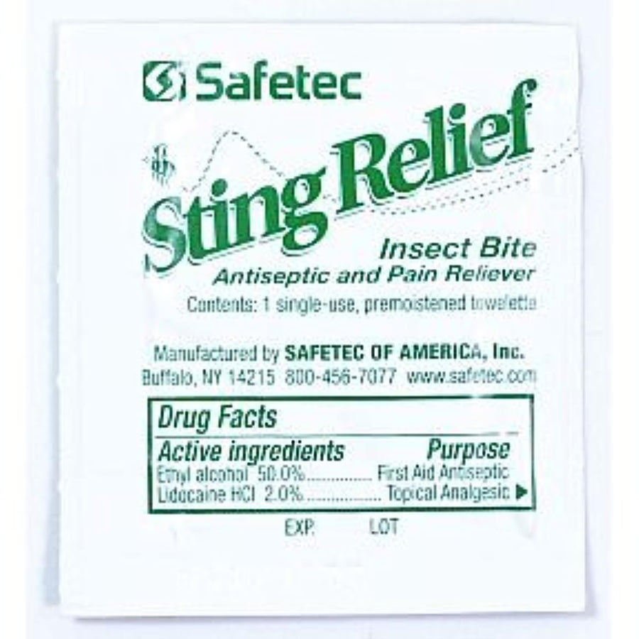 Safetec Sting Relief Wipe, 48 Count