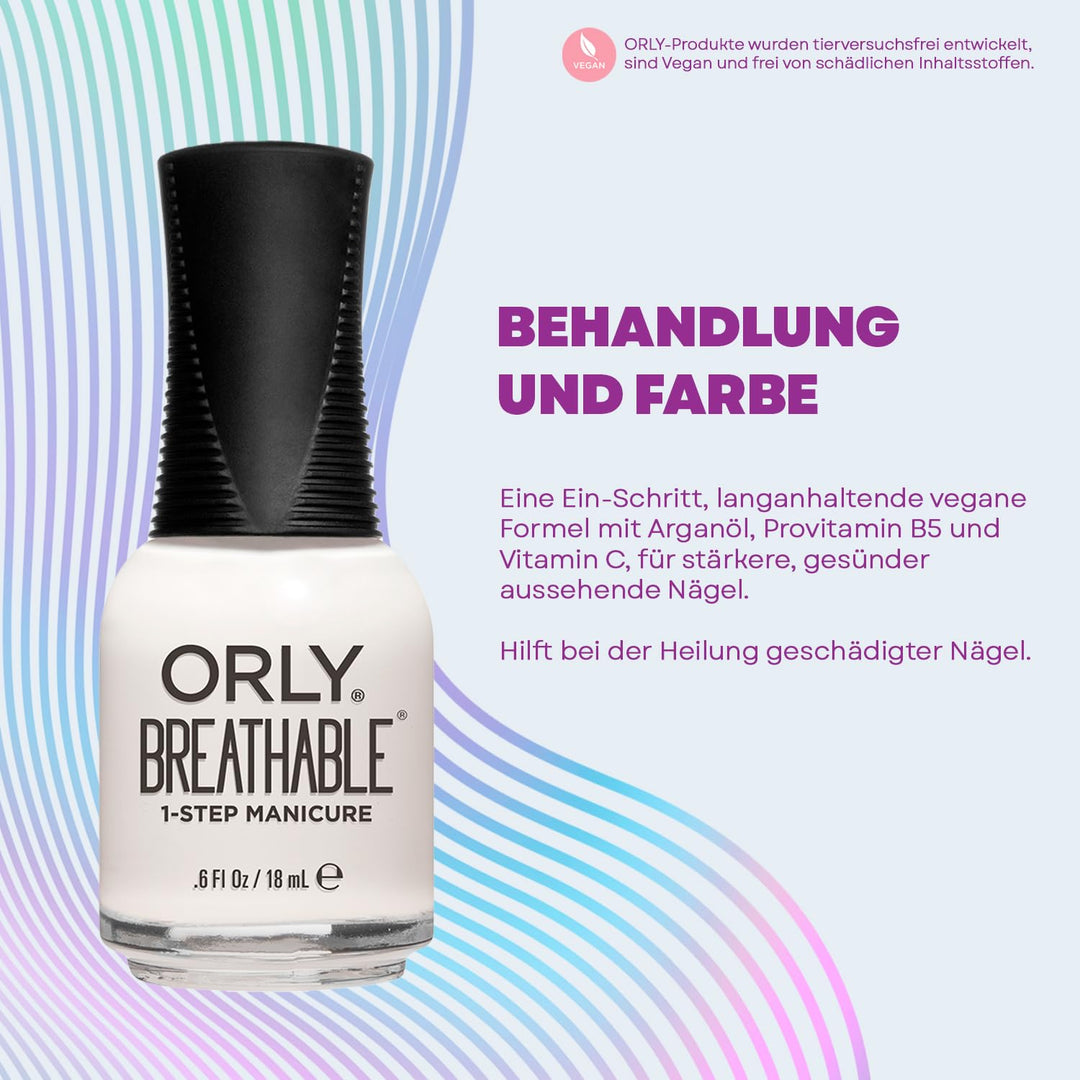 Orly Breathable Treatment and Colour Nail Polish, White Tips, 18 ml