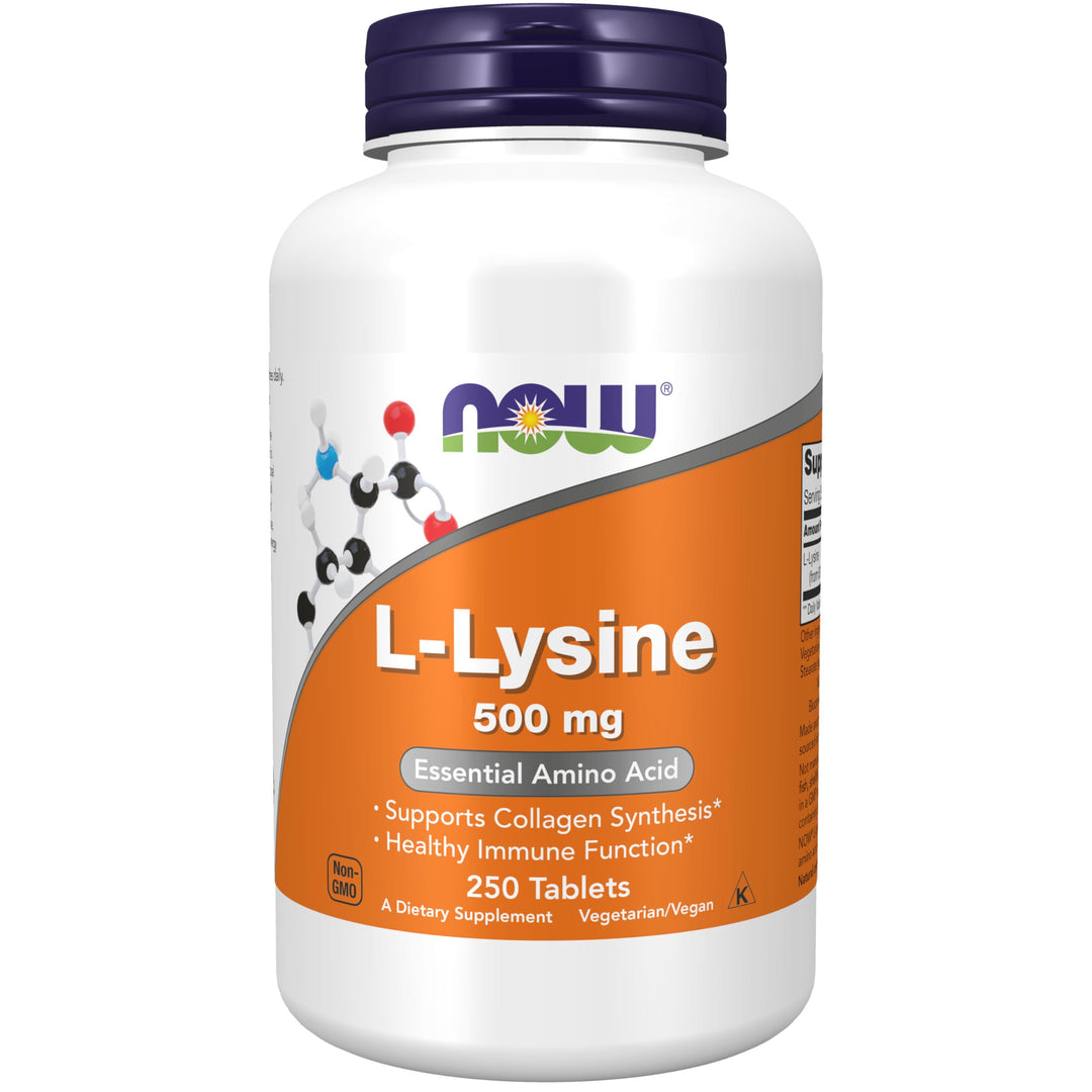 NOW L-Lysine Hydrochloride, 500 mg, 250 Count