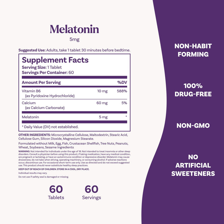 Natrol Melatonin Tablets, 5 mg, 60 Count