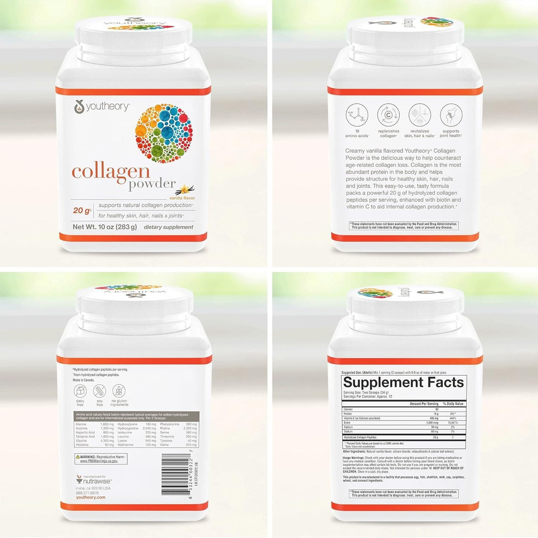 Youtheory Collagen Powder, Vanilla, 10 oz