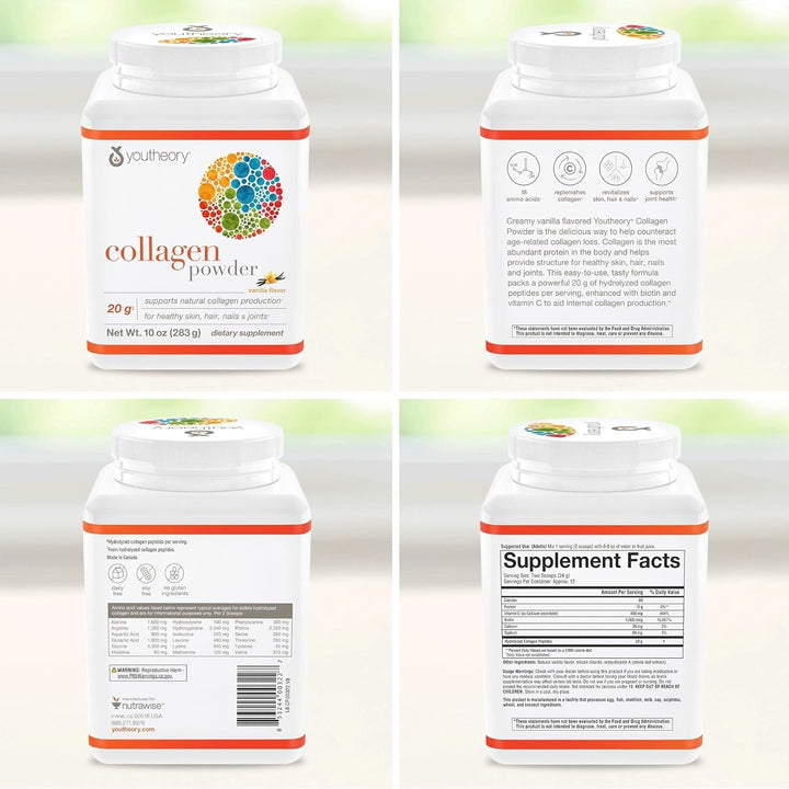 Youtheory Collagen Powder, Vanilla, 10 oz