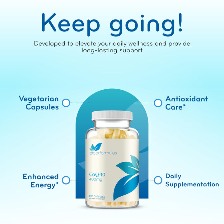 Clear Formulas CoQ10 Ubiquinone Capsules, 400 mg, 100 Count